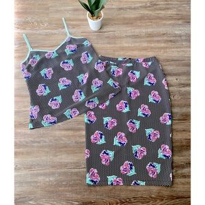 I HEART Ronson 2 piece floral midi skirt set